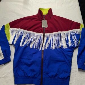ASOS Western Red, White & Blue Fringe Jacket / Wind Breaker ~ NEW